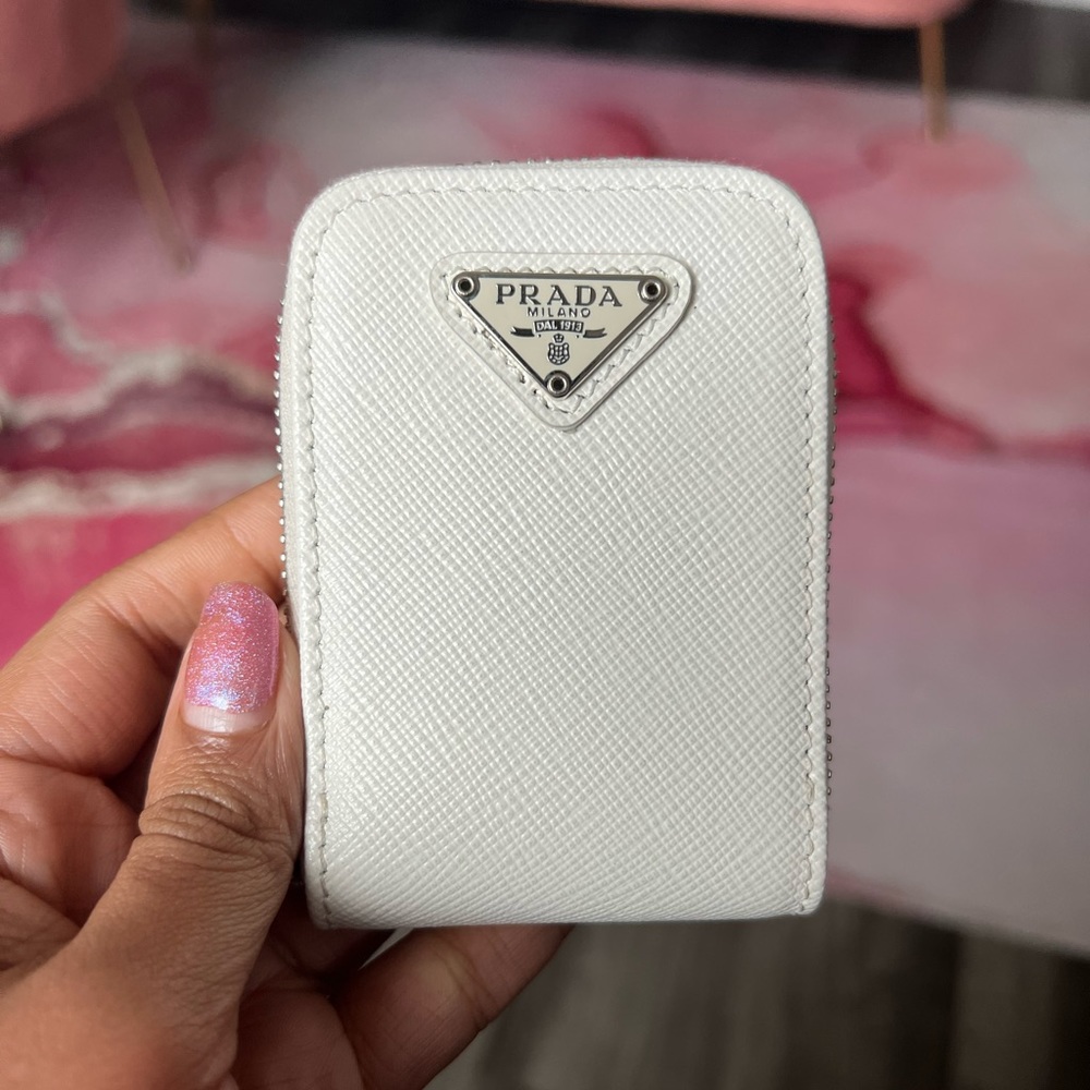 Prada white coin pouch